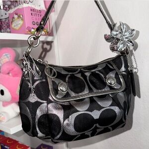 Authentic Coach Black and Silver Shoulder Bag